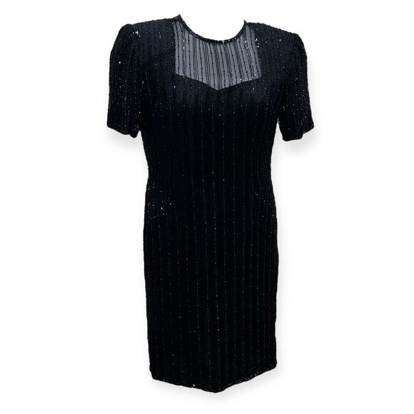 Stenay Beaded Silk Dress Black Size 10 - Picture 3 of 8
